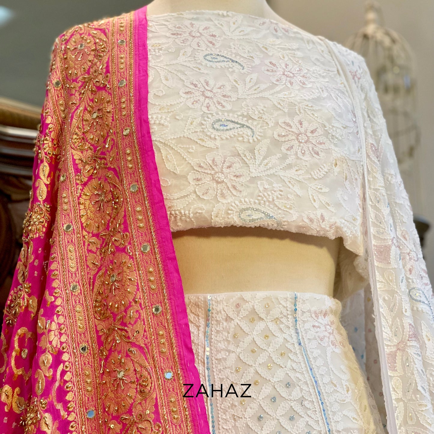 Pink Banarsi Dupatta - Maharani Collection