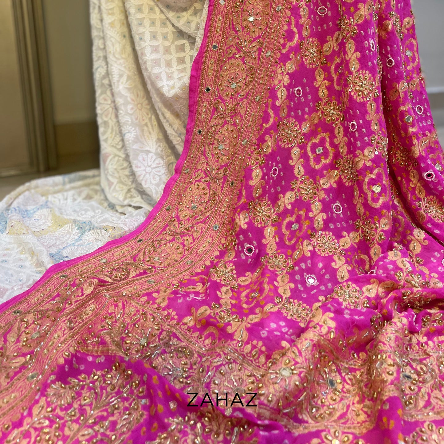 Pink Banarsi Dupatta - Maharani Collection