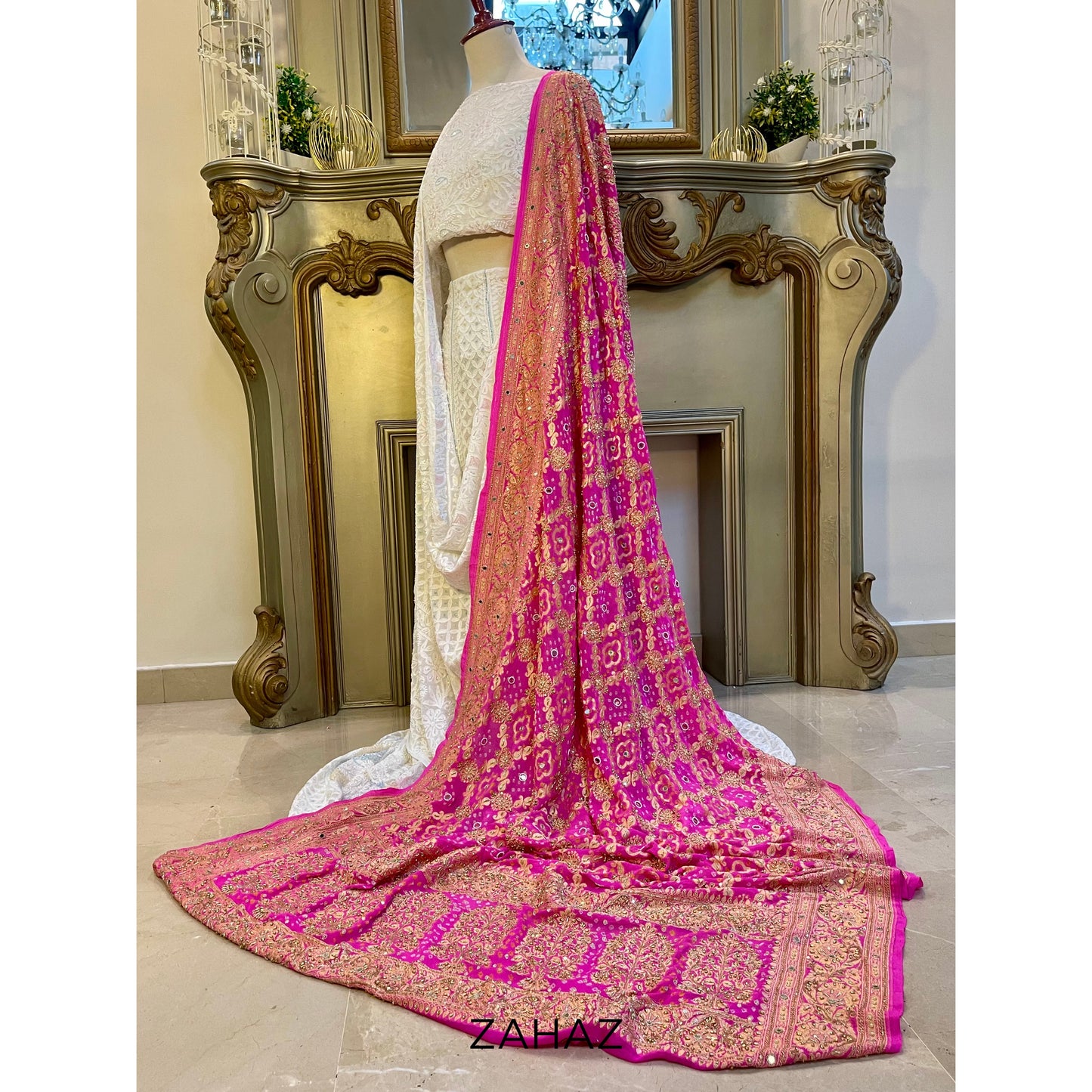 Pink Banarsi Dupatta - Maharani Collection